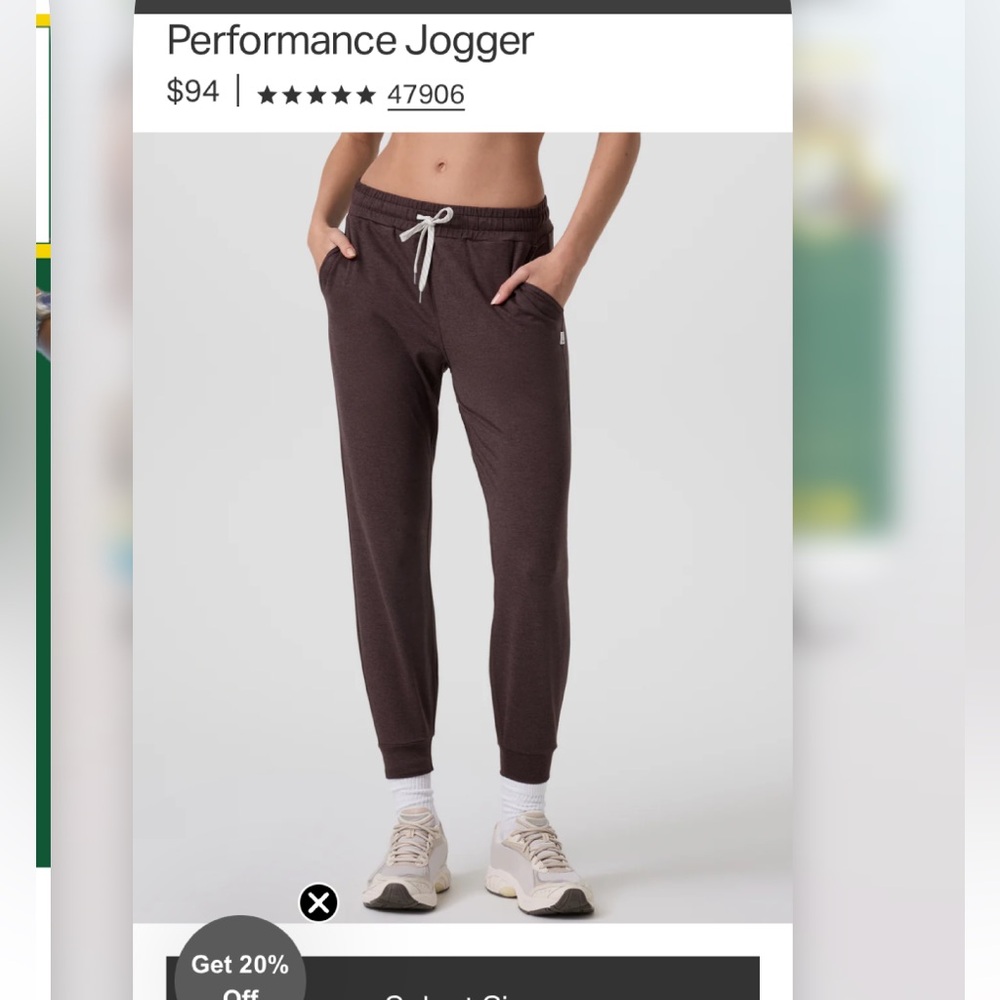 Vuori Performance Jogger in Dark Brown/Maroon